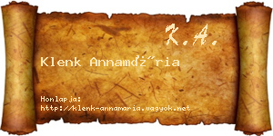 Klenk Annamária névjegykártya