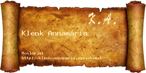 Klenk Annamária névjegykártya